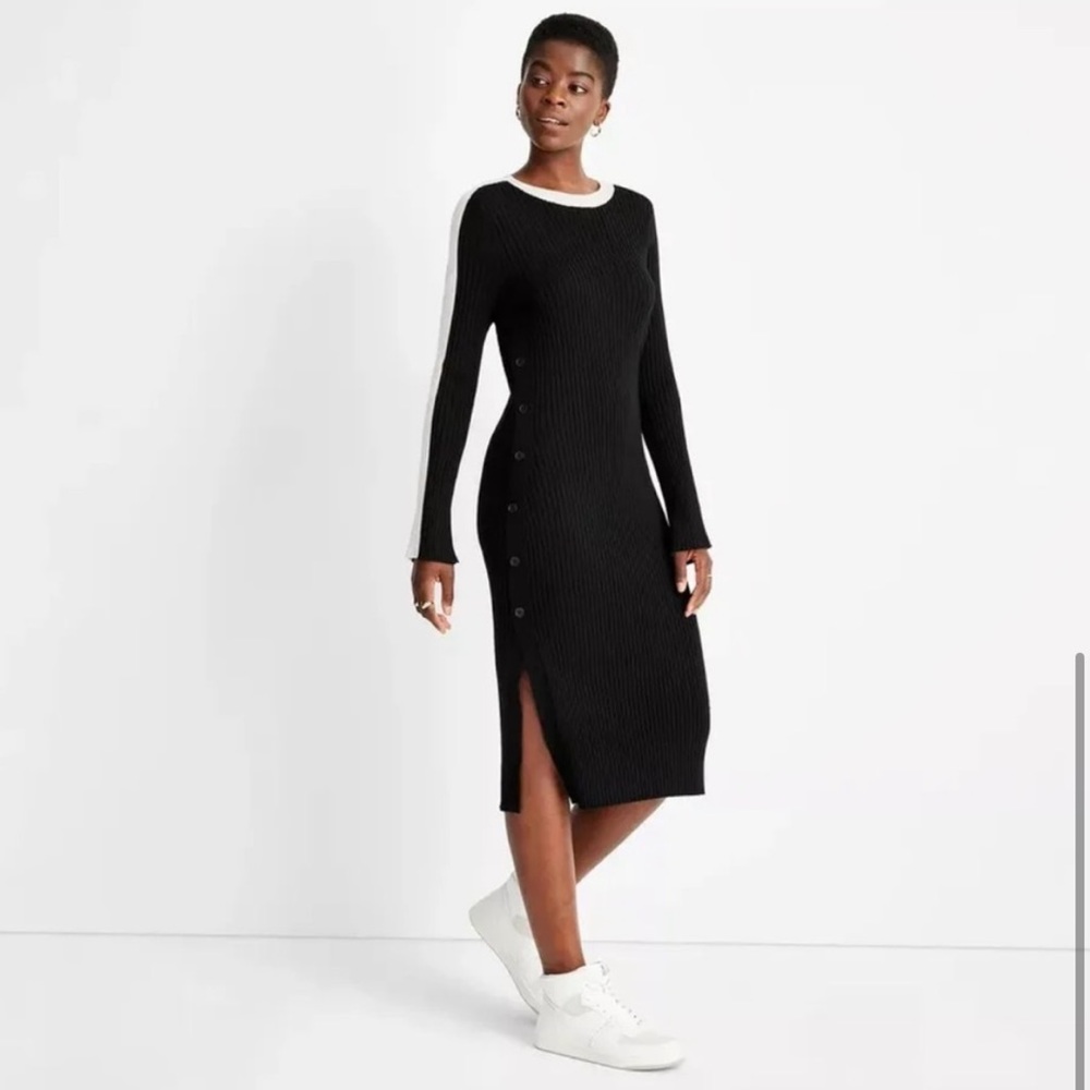 Target Future Collective Women’s Side Button Knit Dress, Black/White